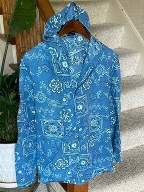 Carole Little Linen Boho Zip Up Jacket With Hood